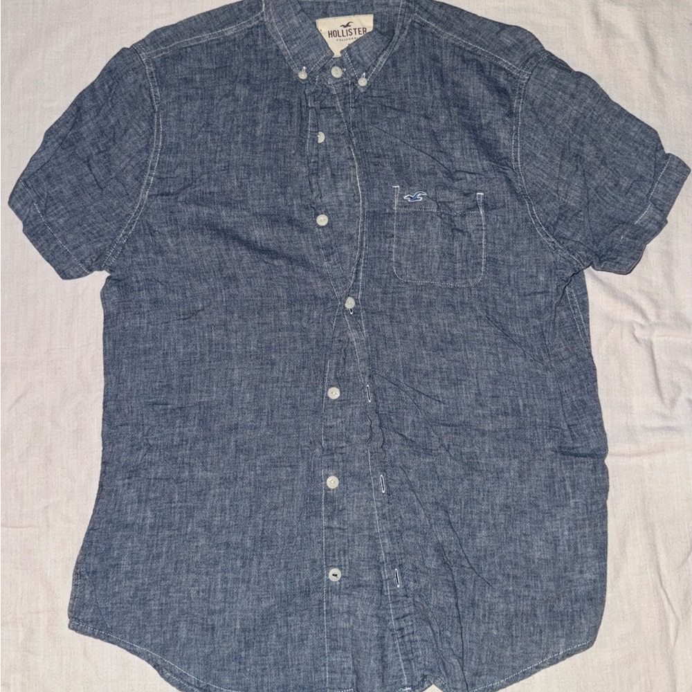 Hollister Blue Casual Button Down Shirt Short Sleeve
